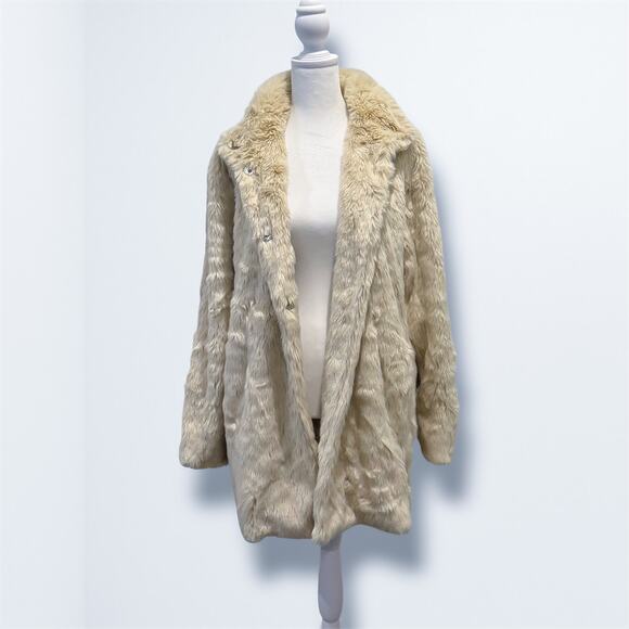 MADEWELL Stagedoor Faux Fur Coat White Jacket Sz M - Picture 2 of 6